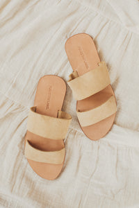 Beige Suede Leather Sandal Double