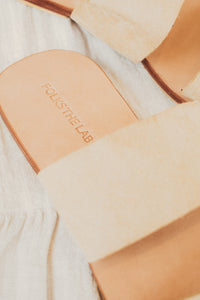 Beige Suede Leather Sandal Double